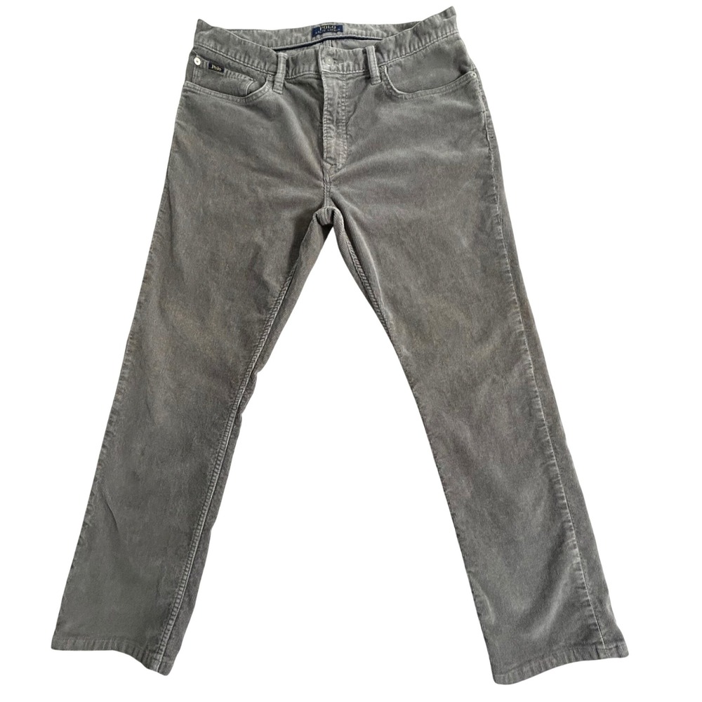Polo Ralph Lauren Varick Slim Straight Corduroy Pants Men's 34x32 Gray - Picture 2 of 10
